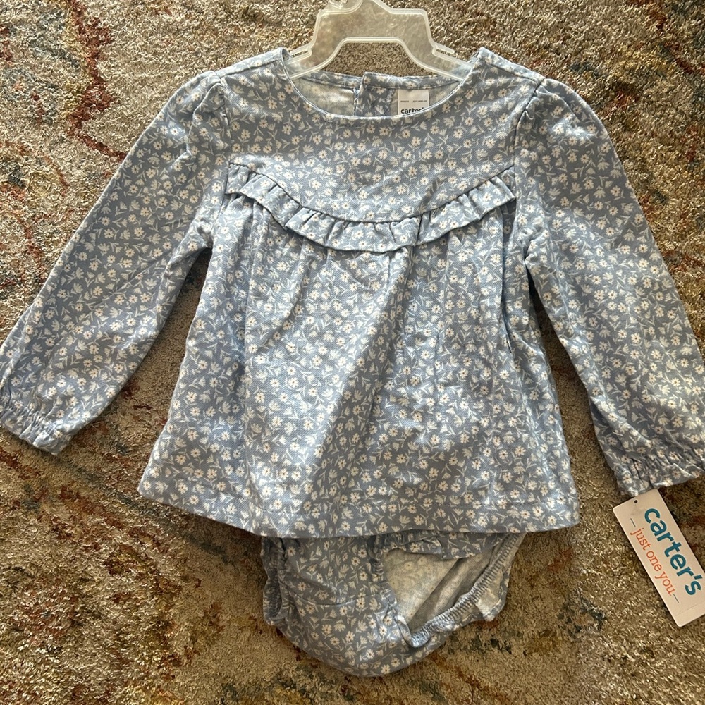 Carter's Baby Blue Floral Outfit